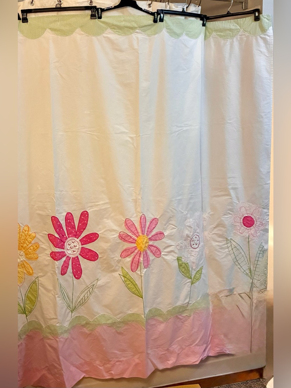 Pottery Barn Kids Shower Curtain. Classic PBK Colors Pink, Green & Yellow. EUC